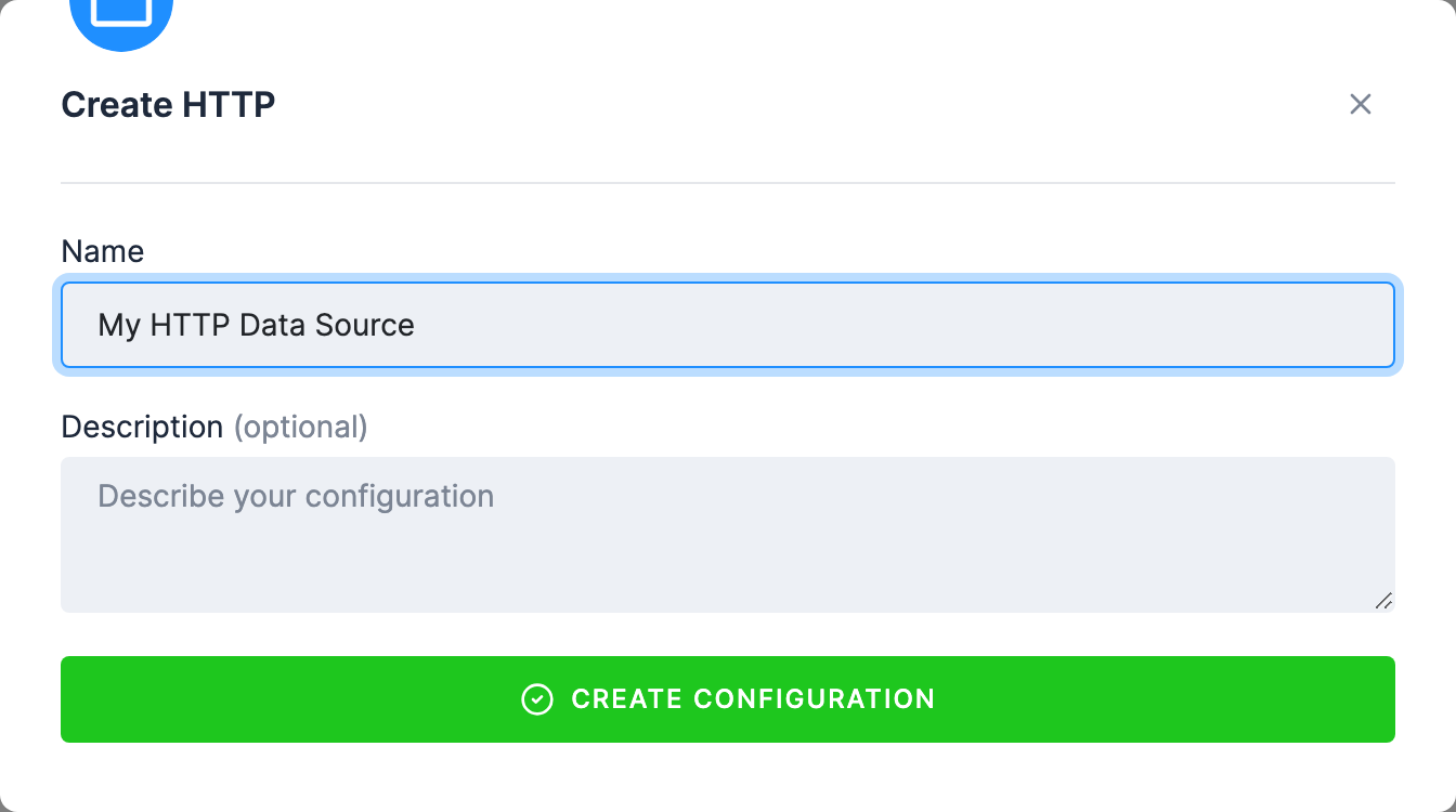Screenshot - Create the configuration