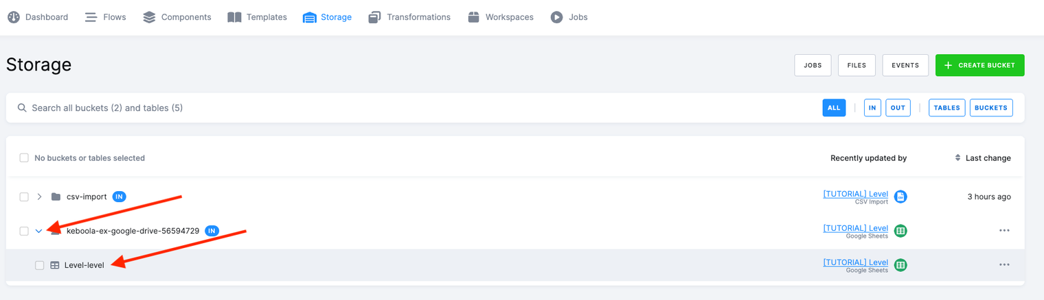 Screenshot - The table in Storage