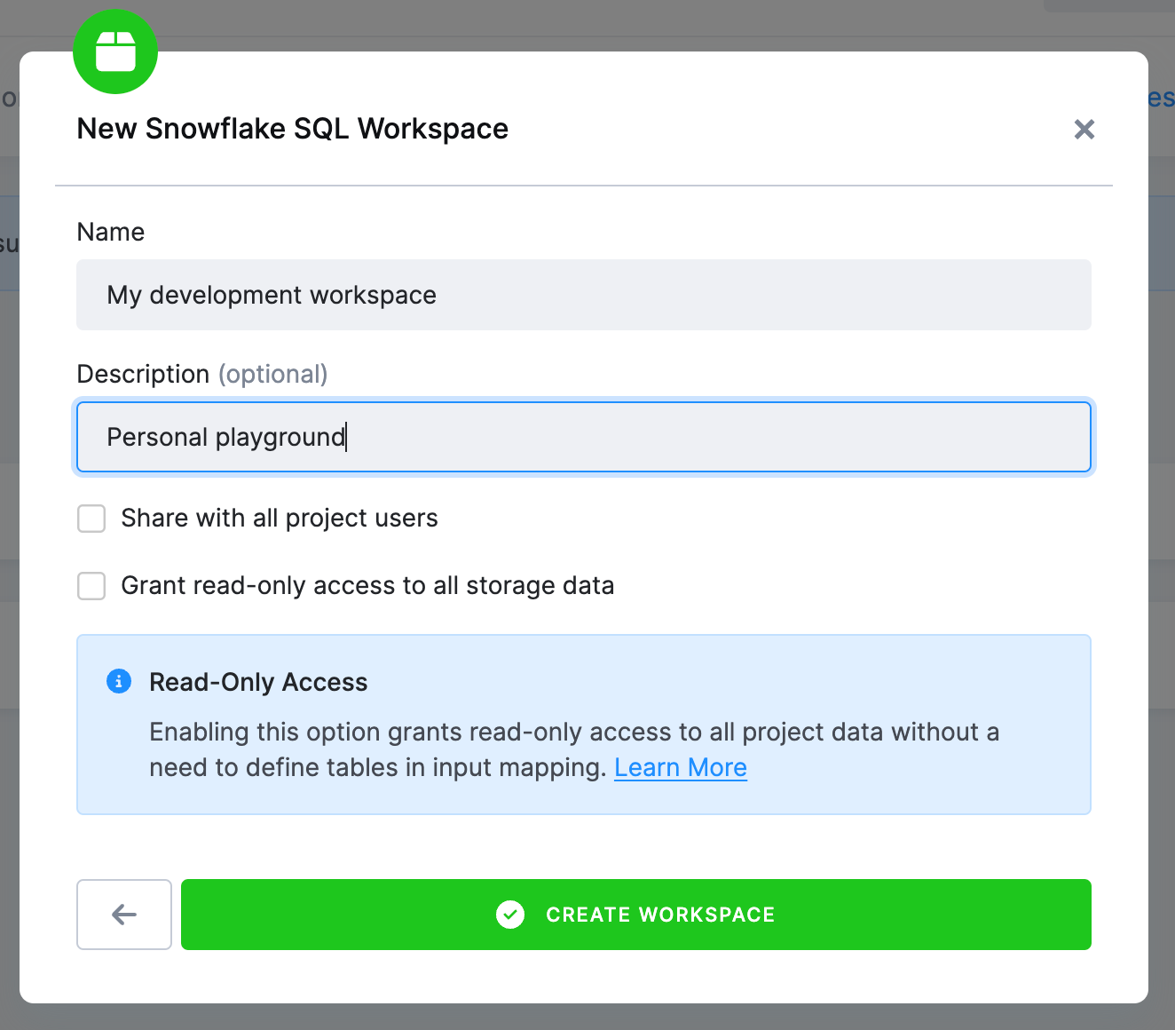 Screenshot - Name the workspace